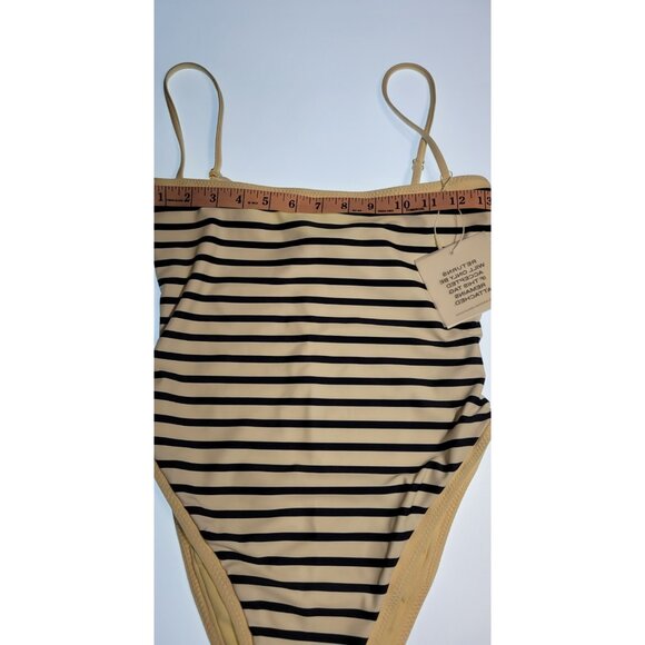 SAME Los Angeles Swim Womens One Piece ColorBlock Stripped Navy Blue Medium - Picture 9 of 12